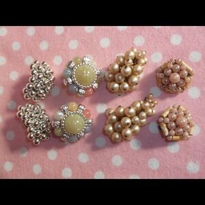Four pair vintage earrings. Clip on.